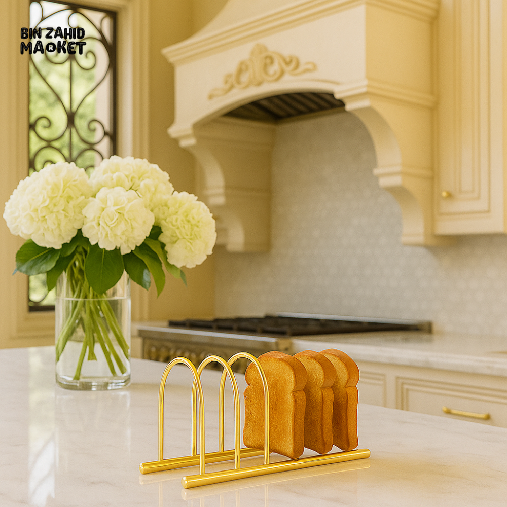 LUXURY GOLD TOAST RACK – ELEGANT KITCHEN COUNTERTOP ORGANIZER