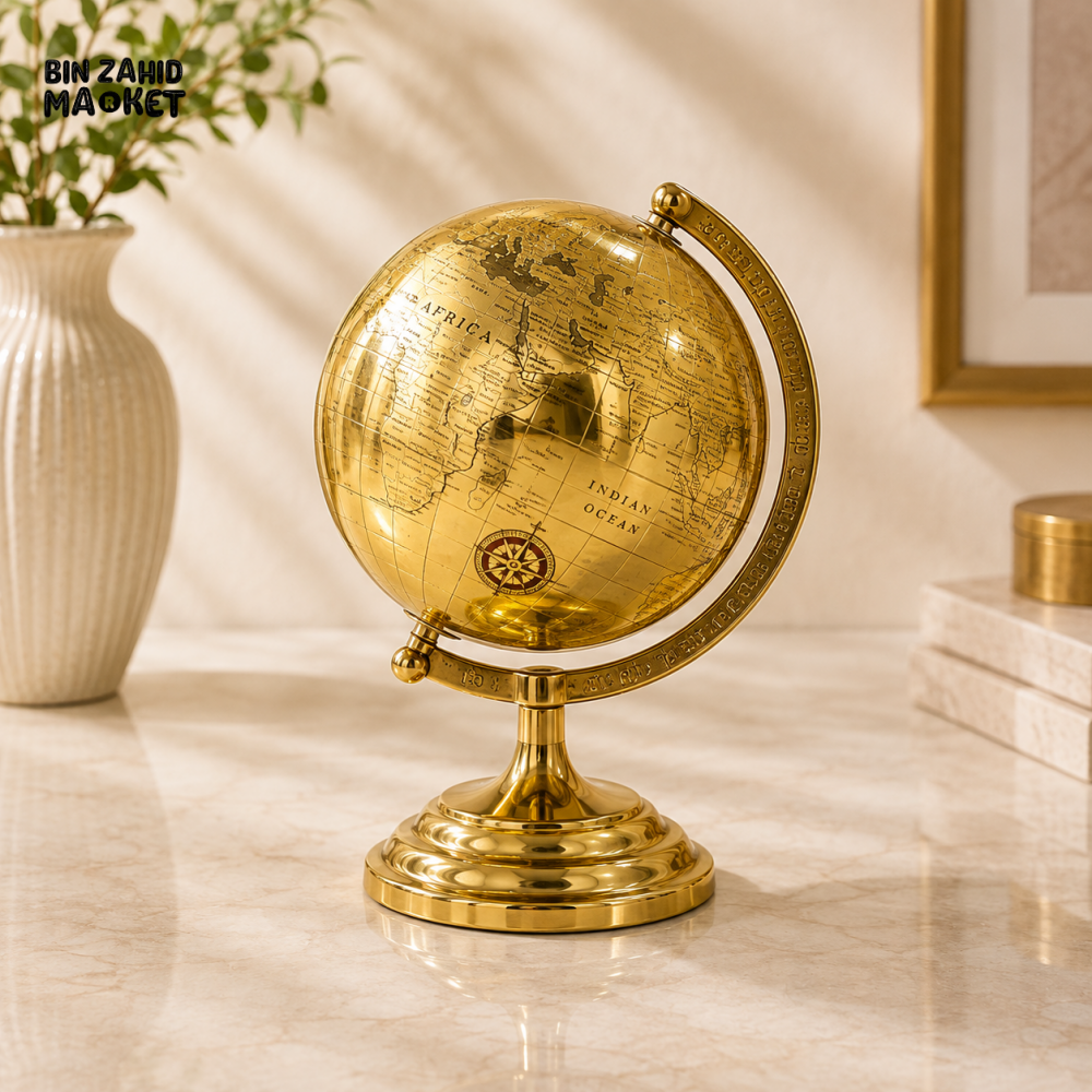 LUXURY GOLD WORLD GLOBE WITH PEDESTAL STAND