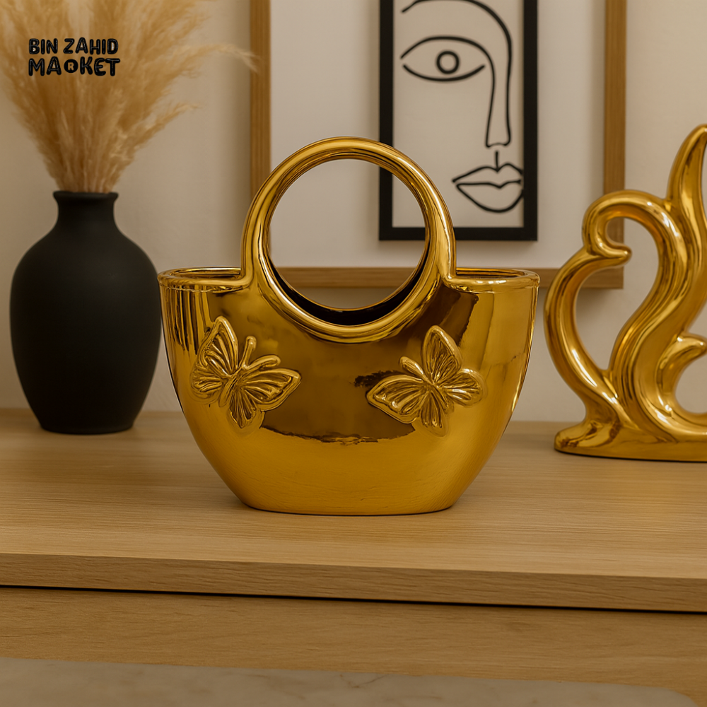 LUXURY GOLDEN BUTTERFLY DECORATIVE VASE FOR VILLA INTERIOR - YT600A