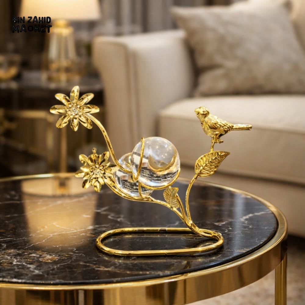 LUXURY GOLDEN CRYSTAL BIRD TABLE DECOR FOR SIDE TABLE | ELEGANT HOME ORNAMENT