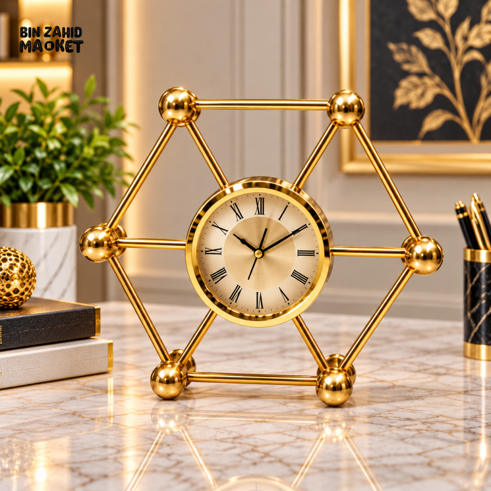 LUXURY GOLDEN GEOMETRIC TABLE CLOCK