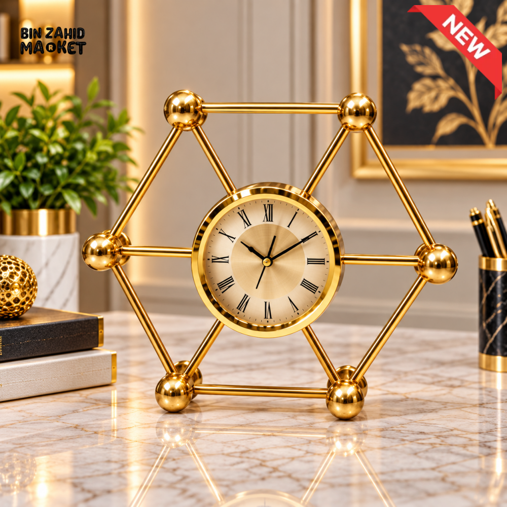 LUXURY GOLDEN GEOMETRIC TABLE CLOCK