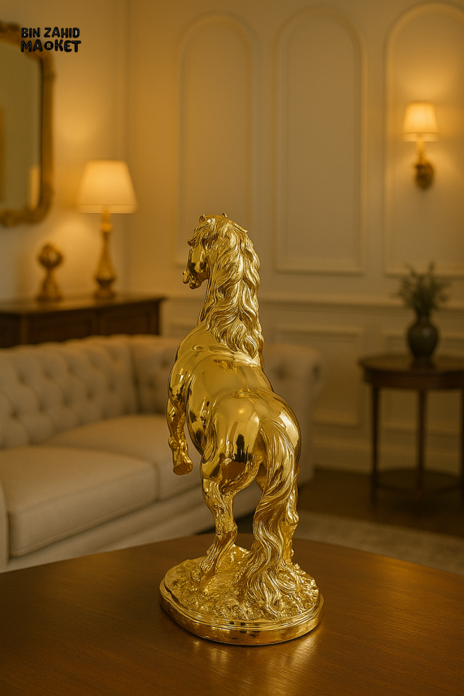 LUXURY GOLDEN REARING HORSE STATUE – ELEGANT HOME DECOR ACCENT