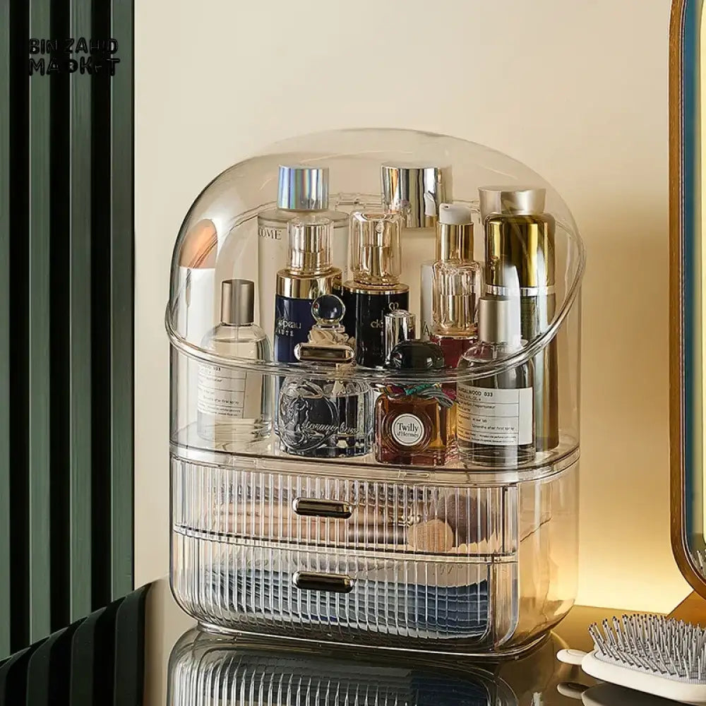 LUXURY HOUSEHOLD COSMETIC STORAGE BOX – DUSTPROOF LIPSTICK ORGANIZER SKINCARE PRODUCT RACK WITH LID MAKEUP & PERFUME STORAGE BOX
