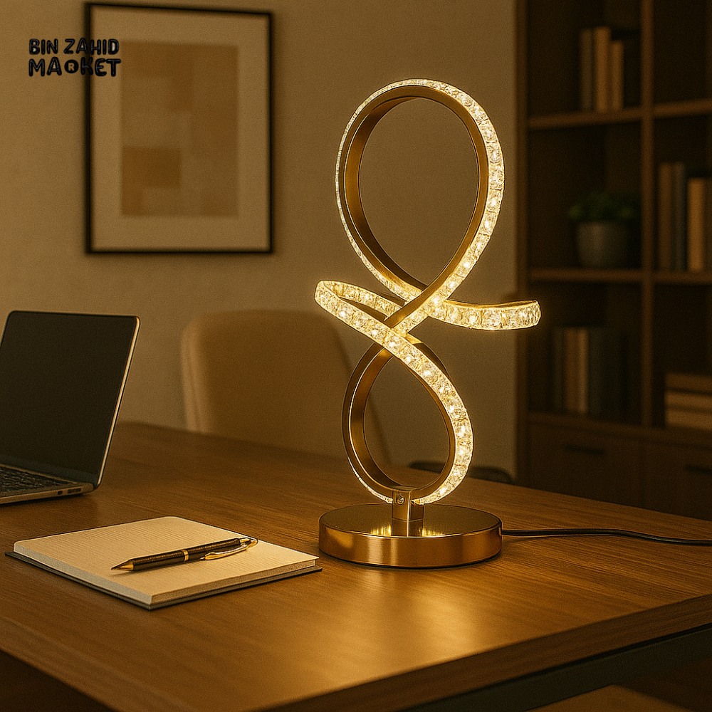 LUXURY INFINITY CRYSTAL LED TABLE LAMP – MODERN GOLD DESIGN