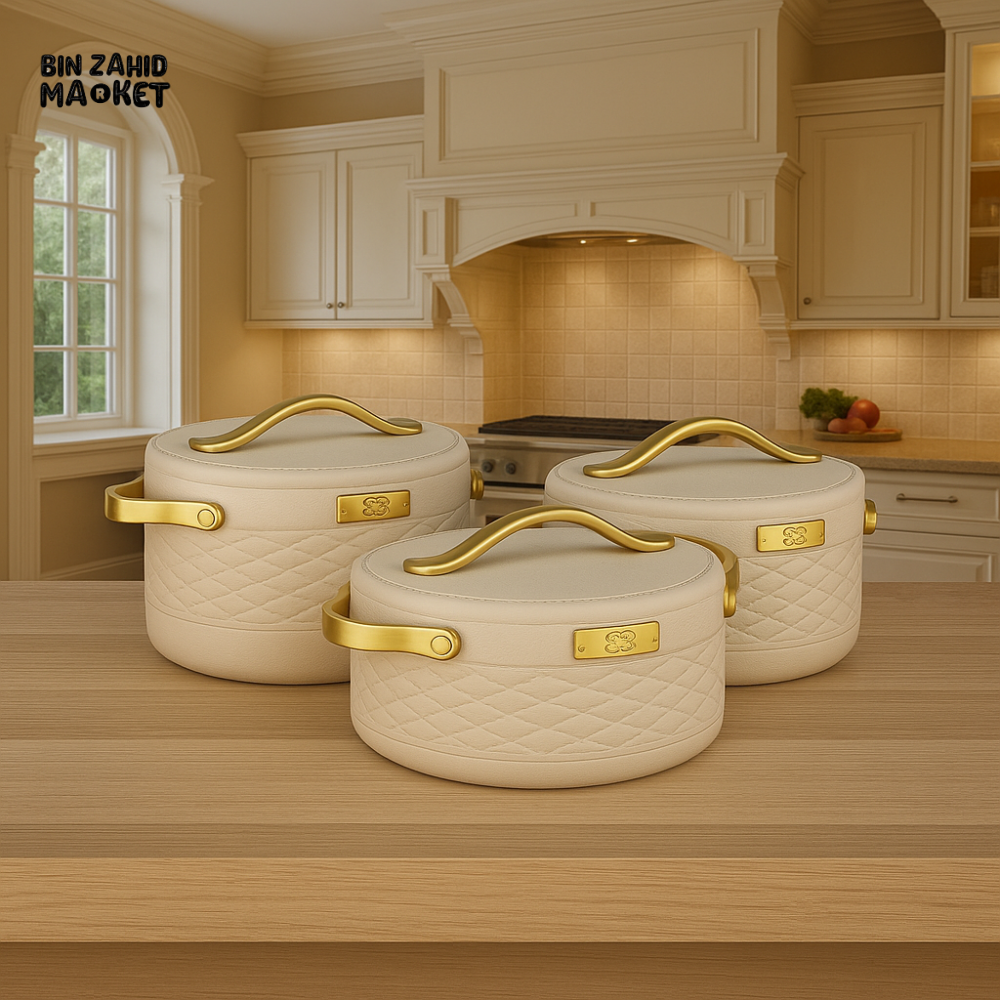 LUXURY INSULATED HOTPOT SET 3 PIECE - BEIGE
