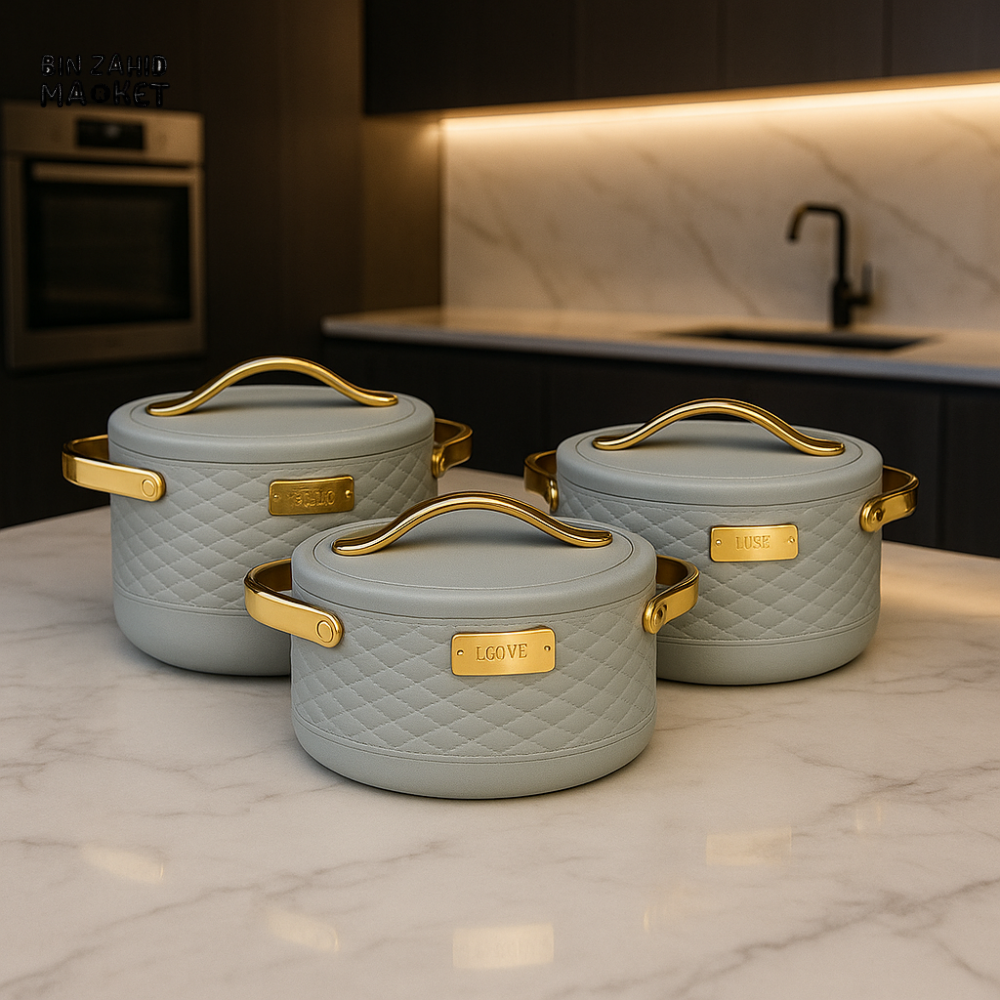 LUXURY INSULATED HOTPOT SET 3 PIECE - GREEN