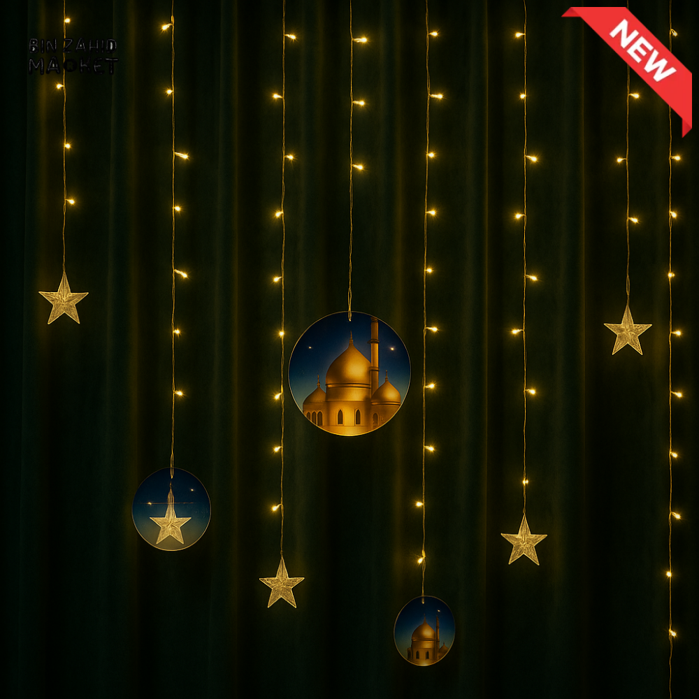LUXURY ISLAMIC CURTAIN LED LIGHT DECOR WITH MOSQUE DESIGN