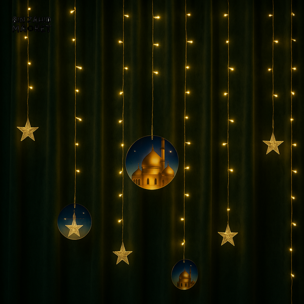 LUXURY ISLAMIC CURTAIN LED LIGHT DECOR WITH MOSQUE DESIGN