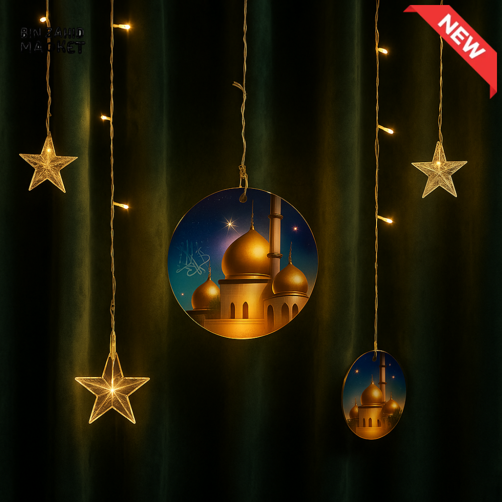 LUXURY ISLAMIC CURTAIN LED LIGHT DECOR WITH MOSQUE DESIGN