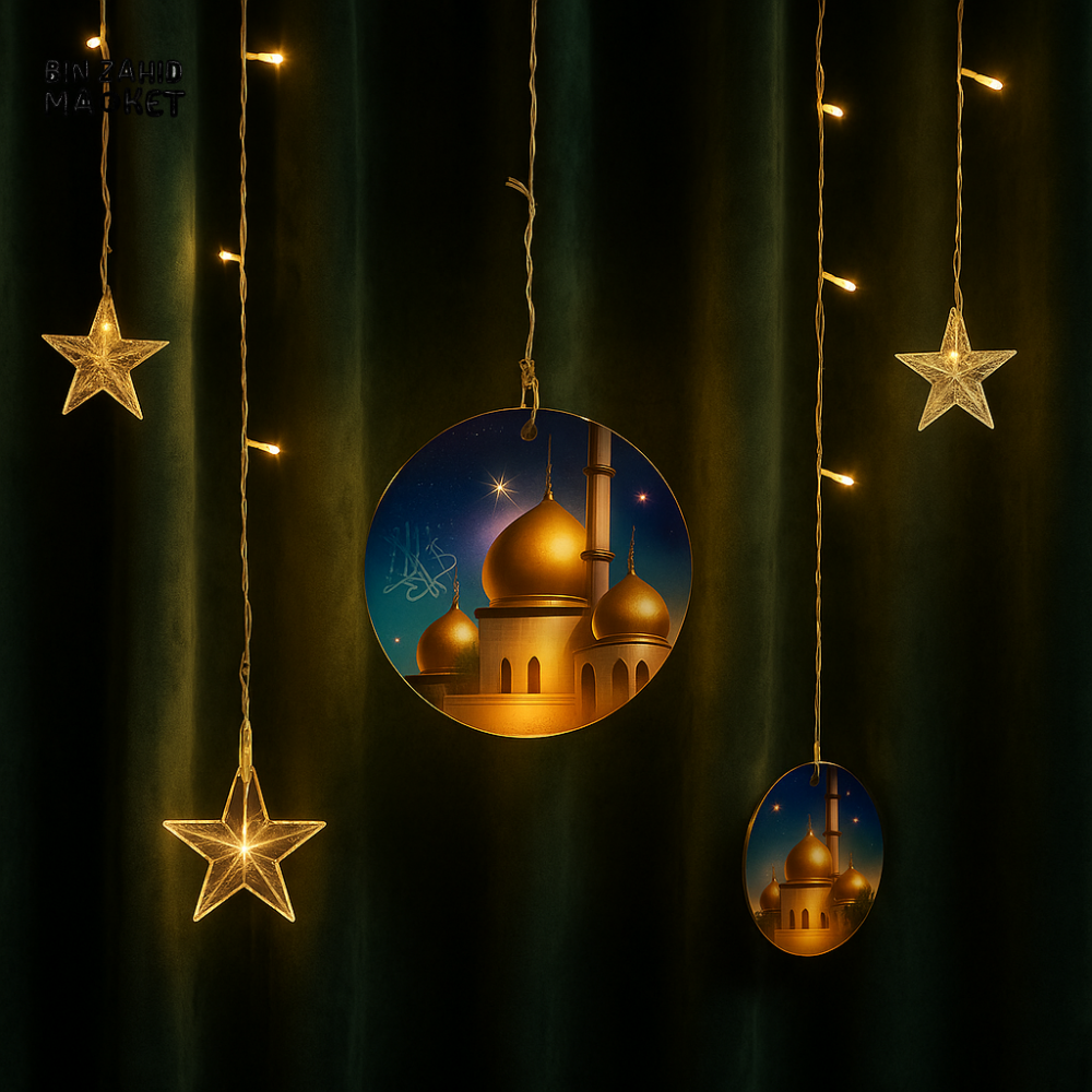 LUXURY ISLAMIC CURTAIN LED LIGHT DECOR WITH MOSQUE DESIGN