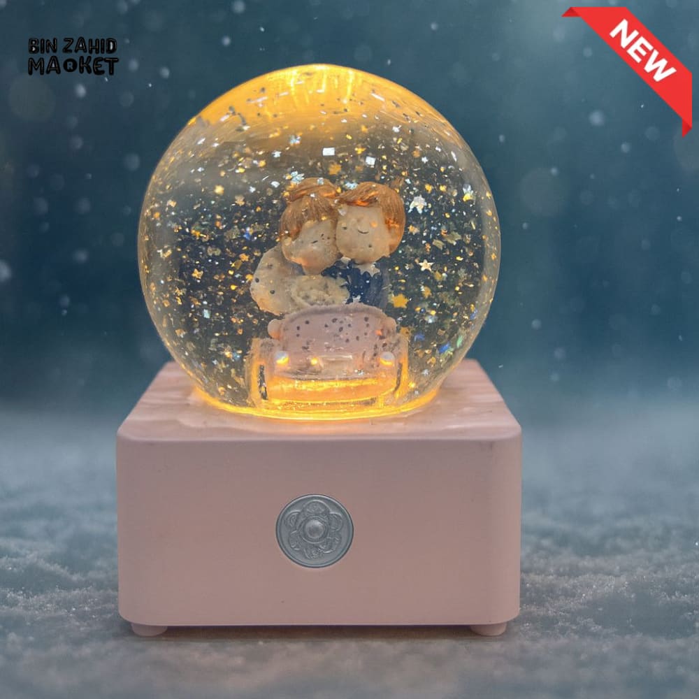 LUXURY LED SNOW GLOBE MUSIC BOX – ROMANTIC CRYSTAL BALL DECOR WITH GLOW EFFECT