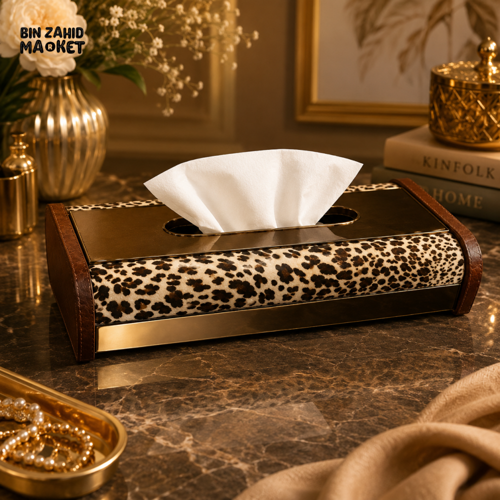 LUXURY LEOPARD PRINT DECORATIVE TISSUE BOX HOLDER