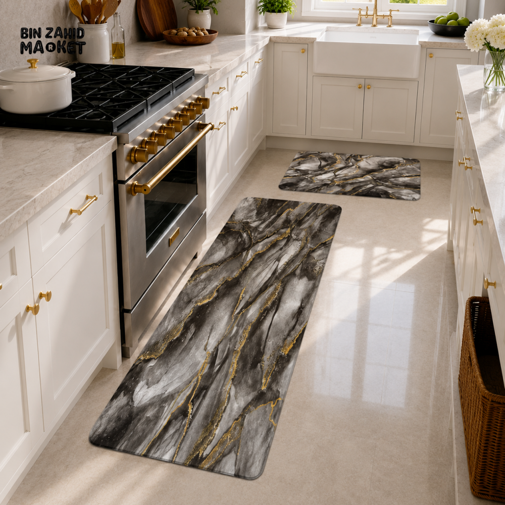 LUXURY MARBLE KITCHEN FLOOR MAT SET - MEDIUM - 4 Length / 1.25 Ft - Door Mats
