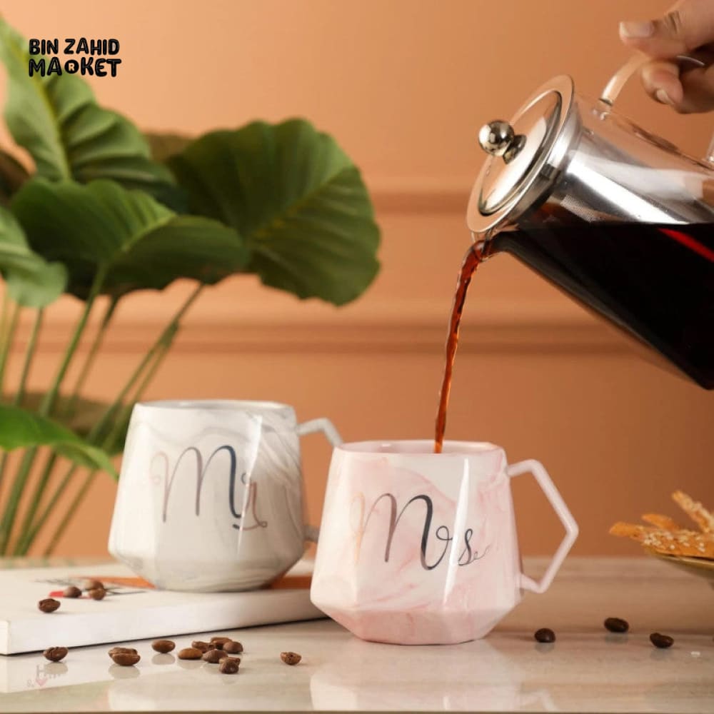 LUXURY MARBLE PATTERN MR & MRS COFFEE MUG SET – A PERFECT GIFT FOR COUPLES