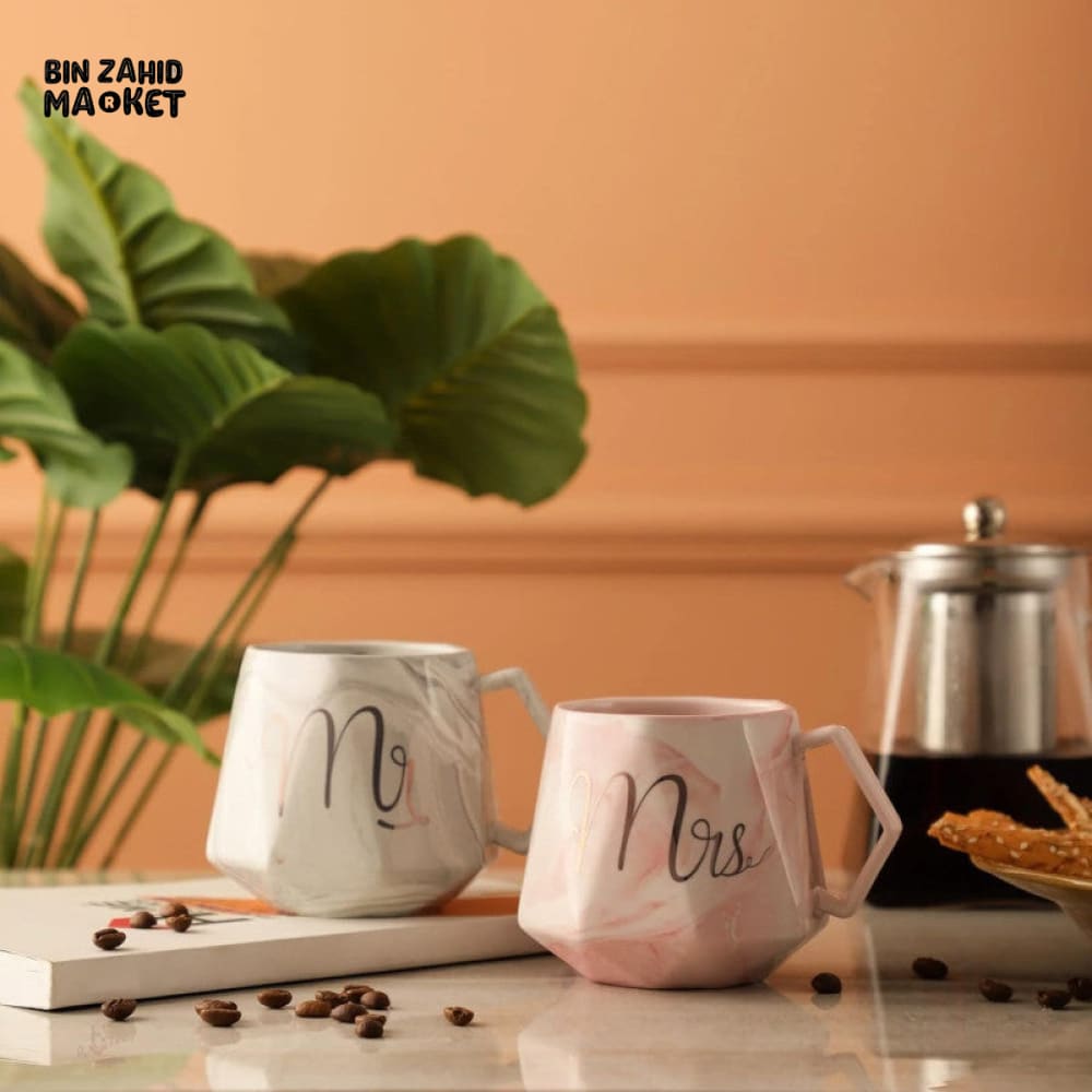 LUXURY MARBLE PATTERN MR & MRS COFFEE MUG SET – A PERFECT GIFT FOR COUPLES