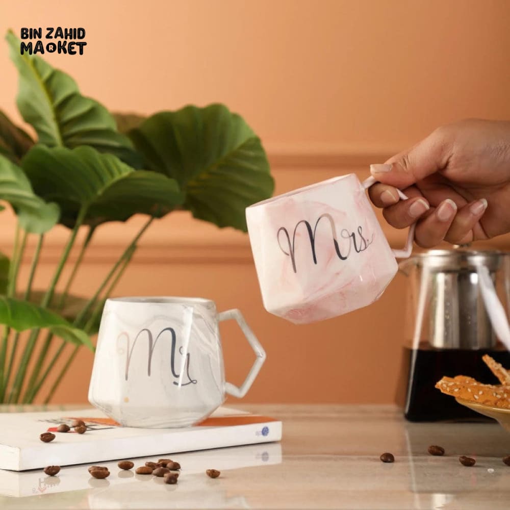 LUXURY MARBLE PATTERN MR & MRS COFFEE MUG SET – A PERFECT GIFT FOR COUPLES