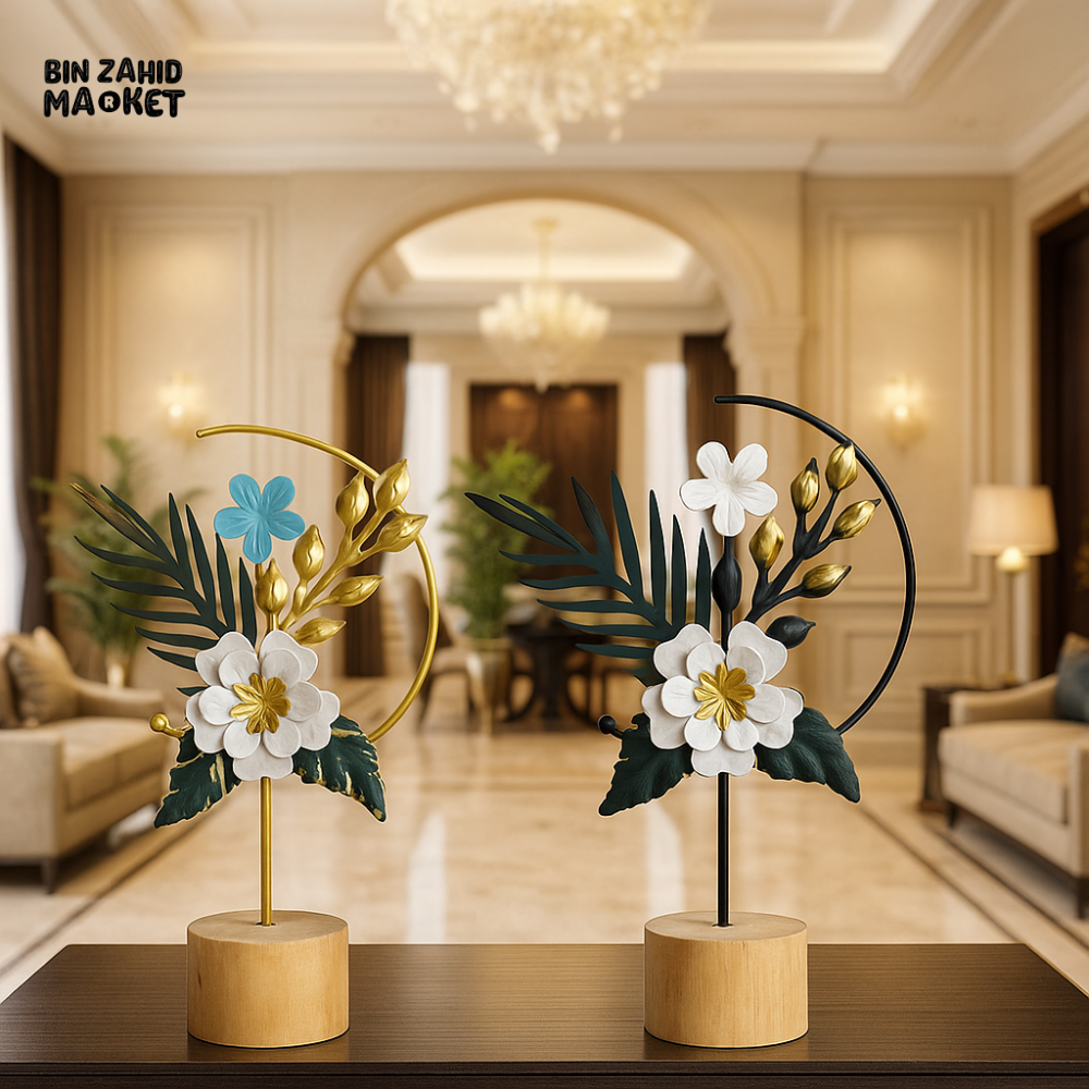 LUXURY METAL FLOWER DECOR SCULPTURE – TABLETOP ORNAMENT FOR VILLA INTERIORS