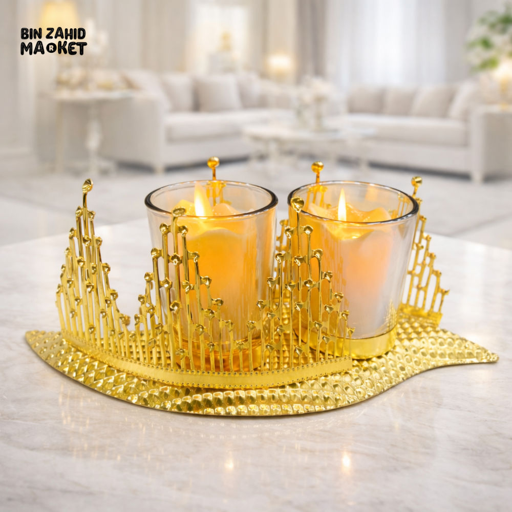 LUXURY METAL GOLDEN CANDLE STAND - WITHOUT CANDLE