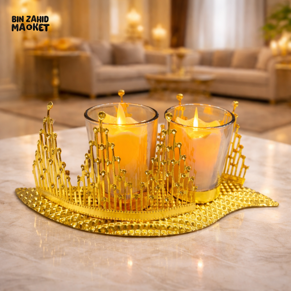 LUXURY METAL GOLDEN CANDLE STAND - WITHOUT CANDLE
