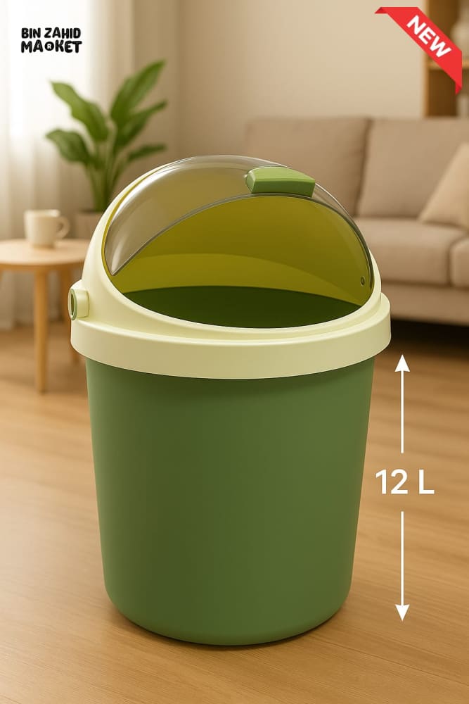 LUXURY MINI DESKTOP TRASH BIN – ROUND PORTABLE WASTE CONTAINER WITH SWING LID FOR OFFICE & HOME USE