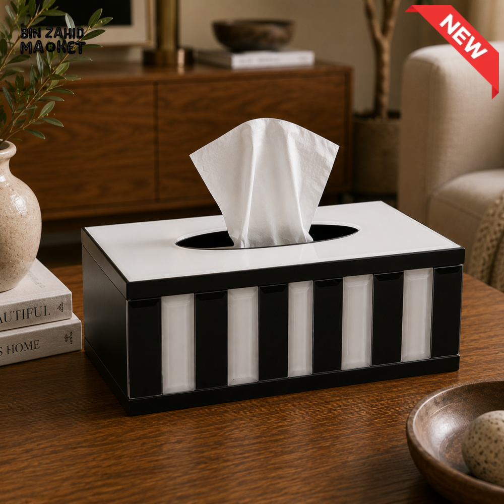 LUXURY MODERN ACRYLIC TISSUE BOX HOLDER - BLACK & WHITE