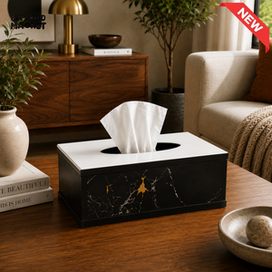 LUXURY MODERN ACRYLIC TISSUE BOX HOLDER - MARBLE BLACK