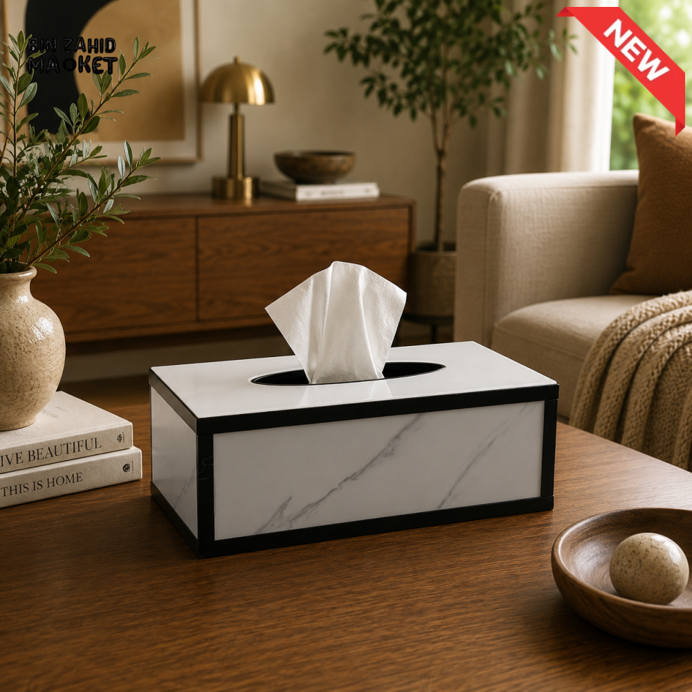 LUXURY MODERN ACRYLIC TISSUE BOX HOLDER - WHITE & CHARCOAL