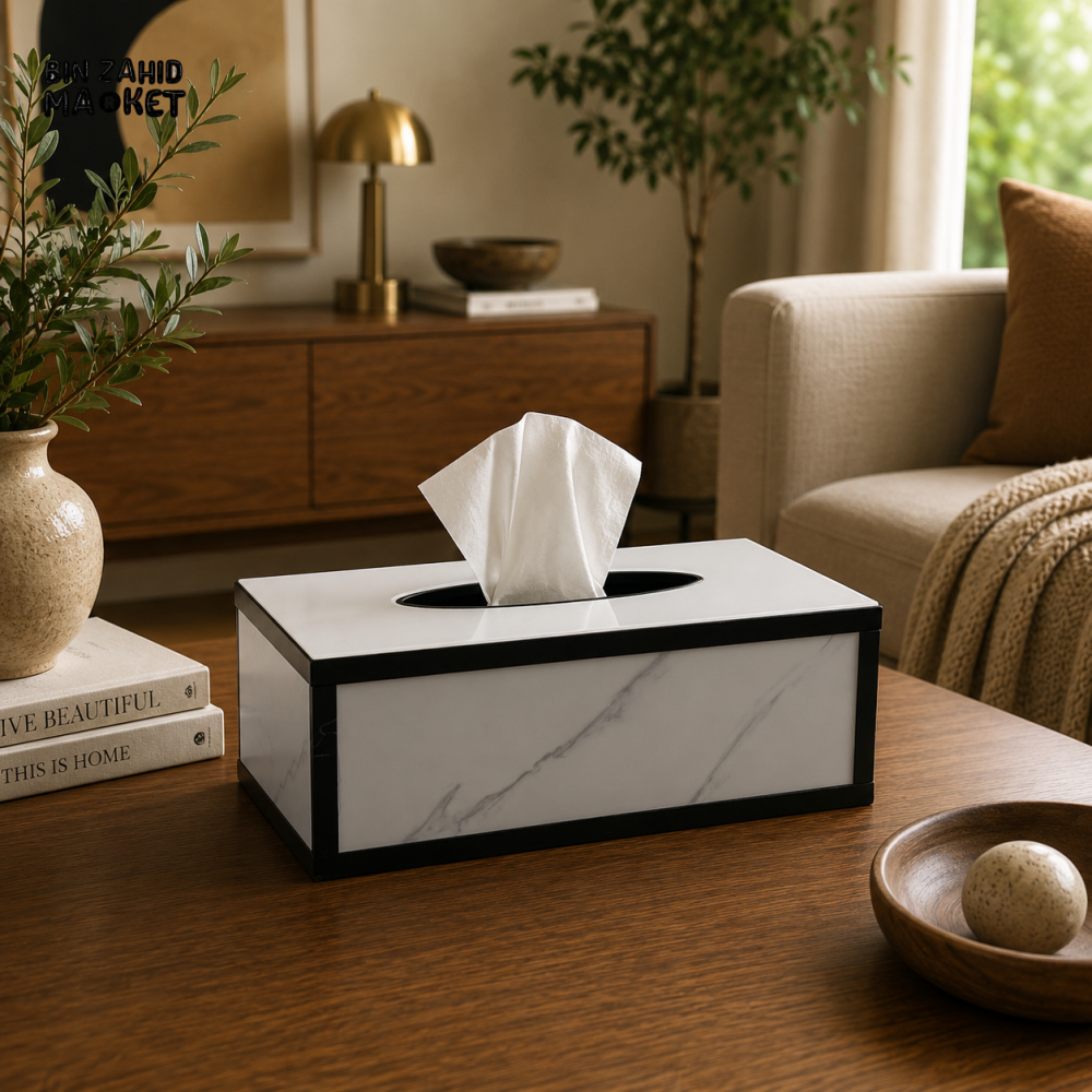 LUXURY MODERN ACRYLIC TISSUE BOX HOLDER - WHITE & CHARCOAL