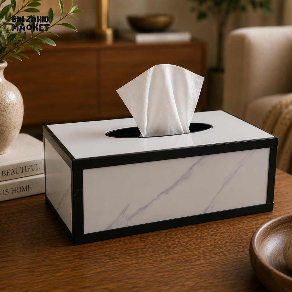 LUXURY MODERN ACRYLIC TISSUE BOX HOLDER - WHITE & CHARCOAL
