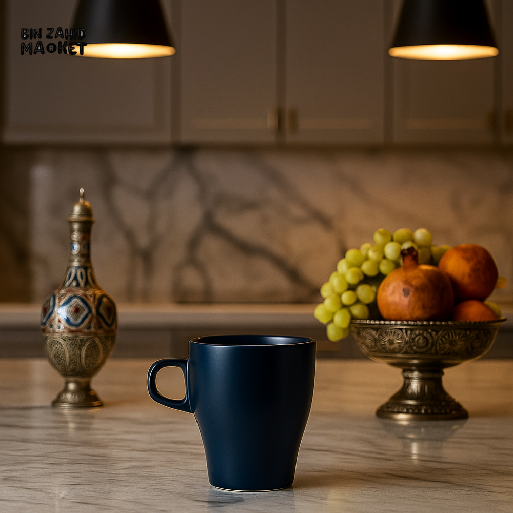 LUXURY NAVY BLUE CERAMIC MUG – ELEGANT MARBLE KITCHEN CUP