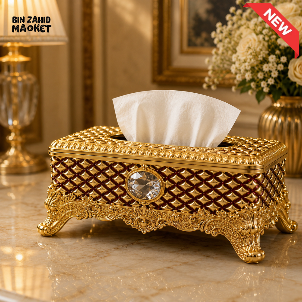 LUXURY ORNAMENT TISSUE BOX - RED & SILVER