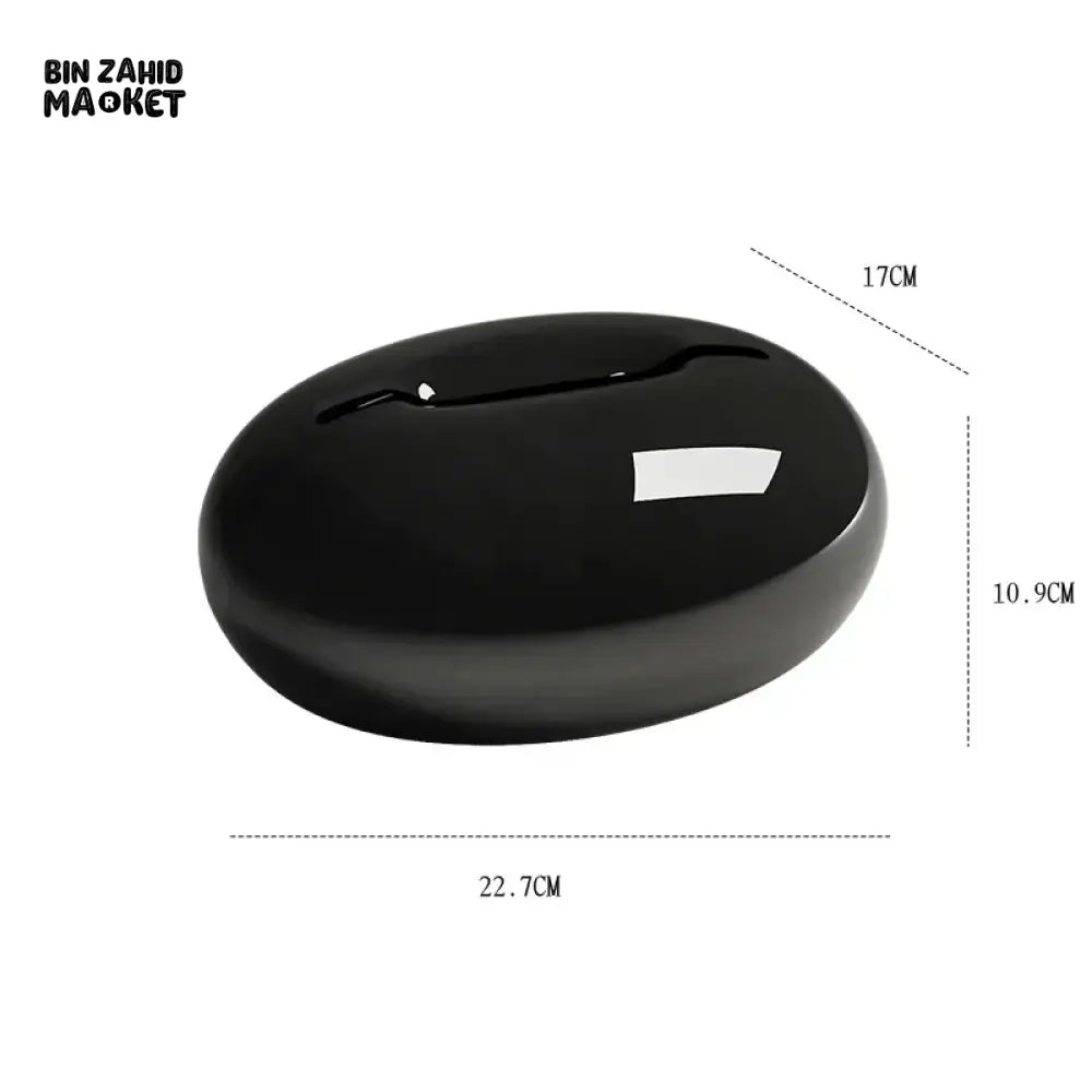 LUXURY PEBBLE SHAPE TISSUE BOX HOLDER – EXTENDABLE LIVING ROOM ORGANIZER - BLACK