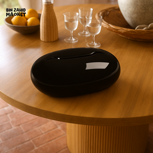 LUXURY PEBBLE SHAPE TISSUE BOX HOLDER – EXTENDABLE LIVING ROOM ORGANIZER - BLACK