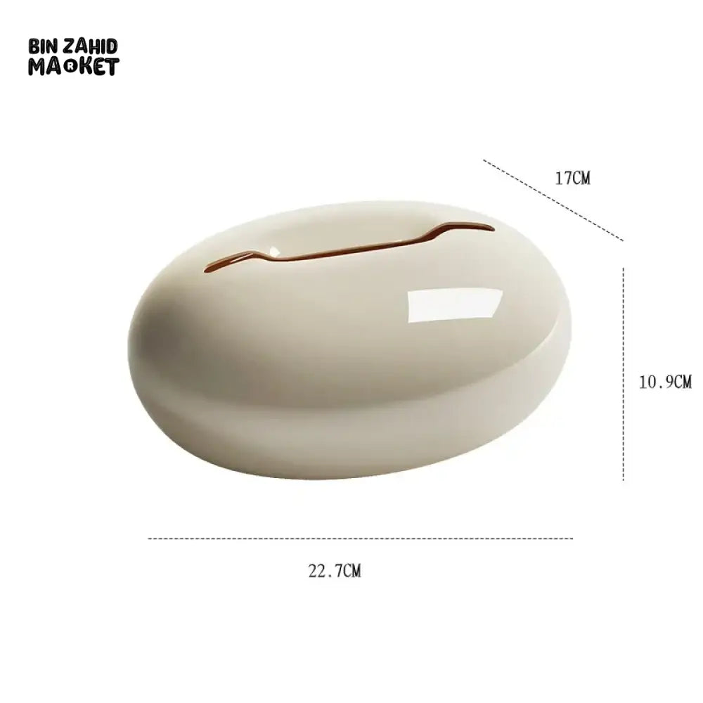 LUXURY PEBBLE SHAPE TISSUE BOX HOLDER – EXTENDABLE LIVING ROOM ORGANIZER - WHITE