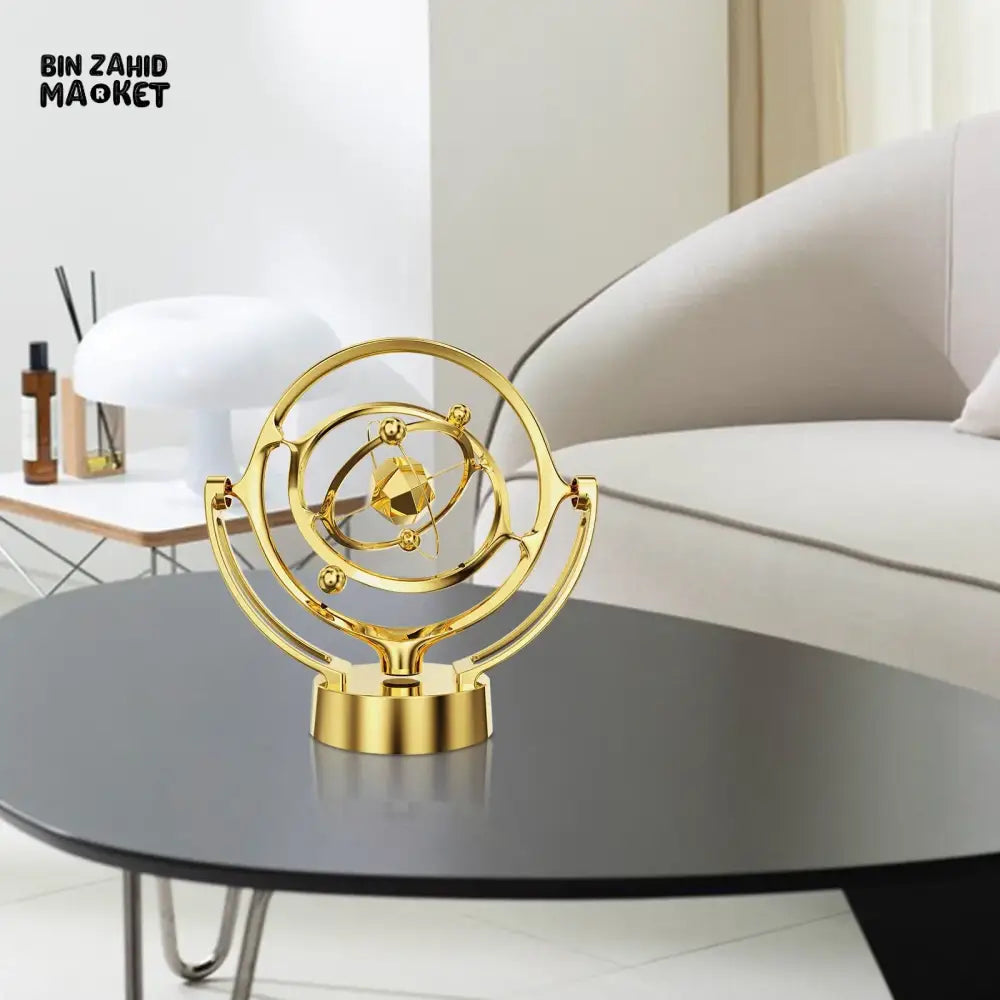 LUXURY PERPETUAL MOTION TABLETOP ORB – GOLDEN KINETIC SCULPTURE DECOR