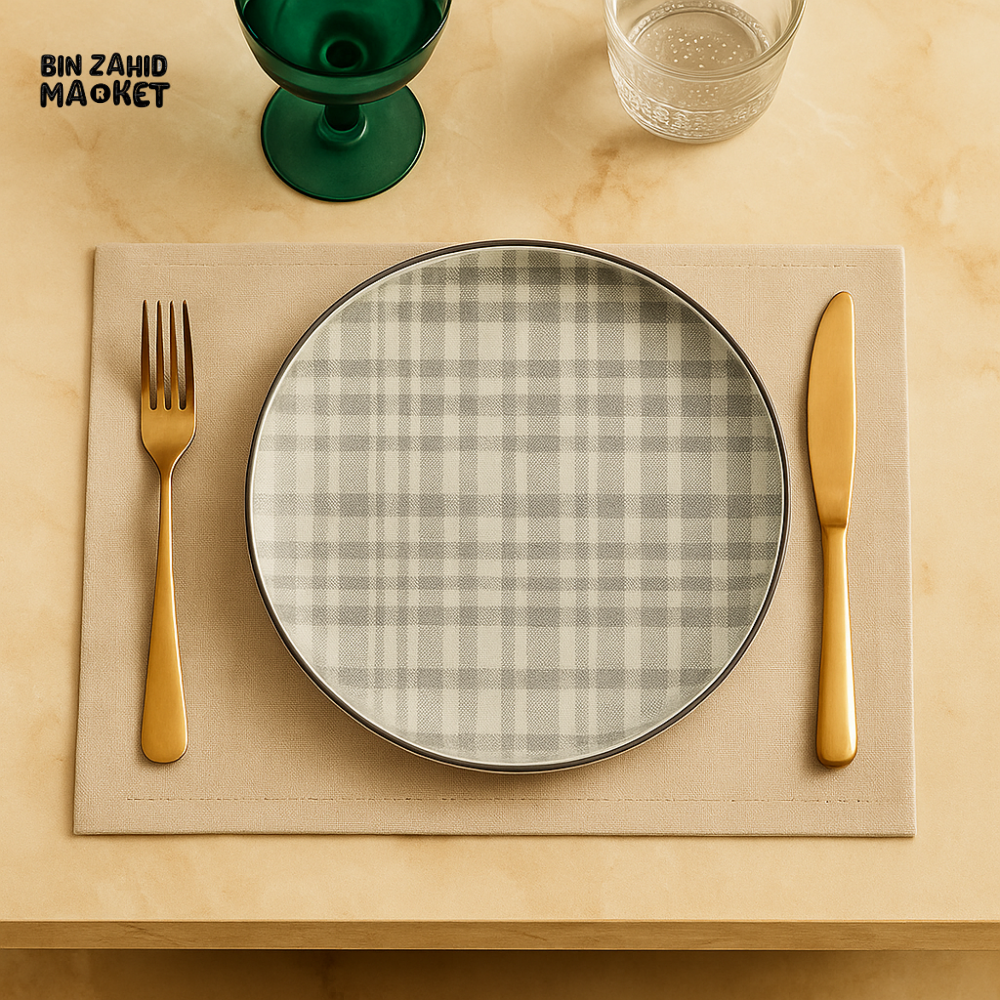 LUXURY PLAID DINNER PLATE SET – MODERN TABLETOP DECOR FOR ELEGANT DINING