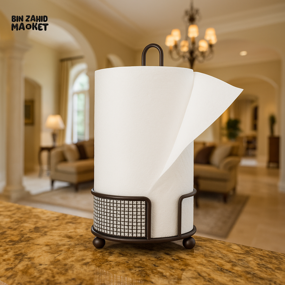 LUXURY RHINESTONE PAPER TOWEL HOLDER – ELEGANT COUNTERTOP DISPENSER STAND