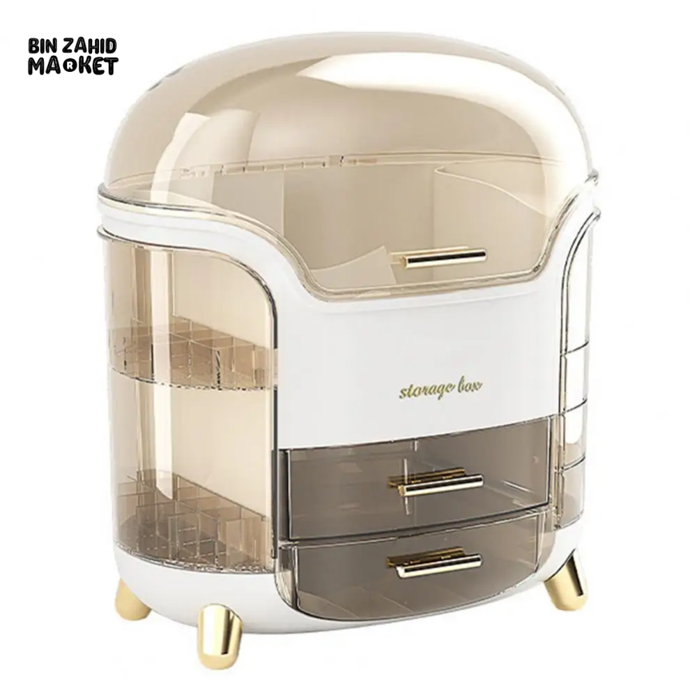LUXURY ROTATING COSMETIC ORGANIZER 360° MAKEUP STORAGE BOX MOISTURE-PROOF & STABLE - GREEN