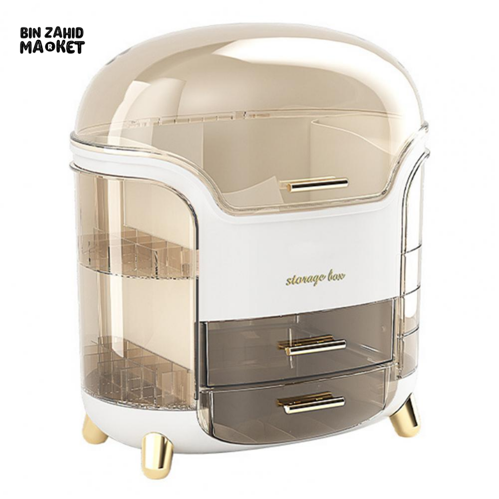 LUXURY ROTATING COSMETIC ORGANIZER 360° MAKEUP STORAGE BOX MOISTURE-PROOF & STABLE - WHITE