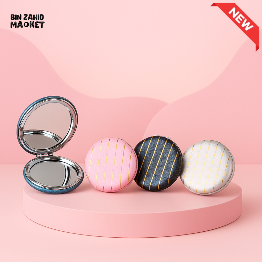LUXURY ROUND MAKEUP MIRROR – DAILY TOUCH-UPS FOR PURSE OFFICE & TRAVEL