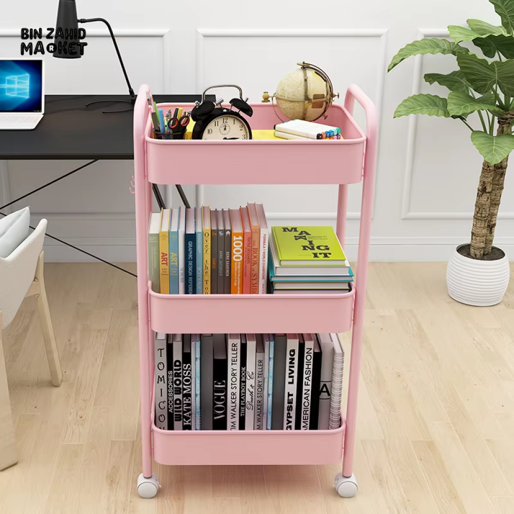 LUXURY SPACE-SAVING ROLLING RACK – 3-TIER SLIDE-OUT TROLLEY FOR KITCHEN BATH & LAUNDRY