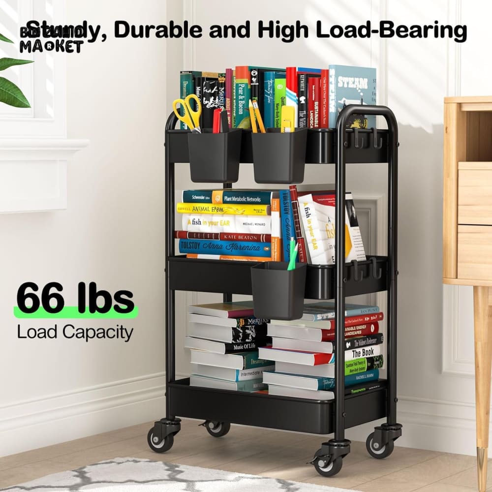 LUXURY SPACE-SAVING ROLLING RACK – 3-TIER SLIDE-OUT TROLLEY FOR KITCHEN BATH & LAUNDRY