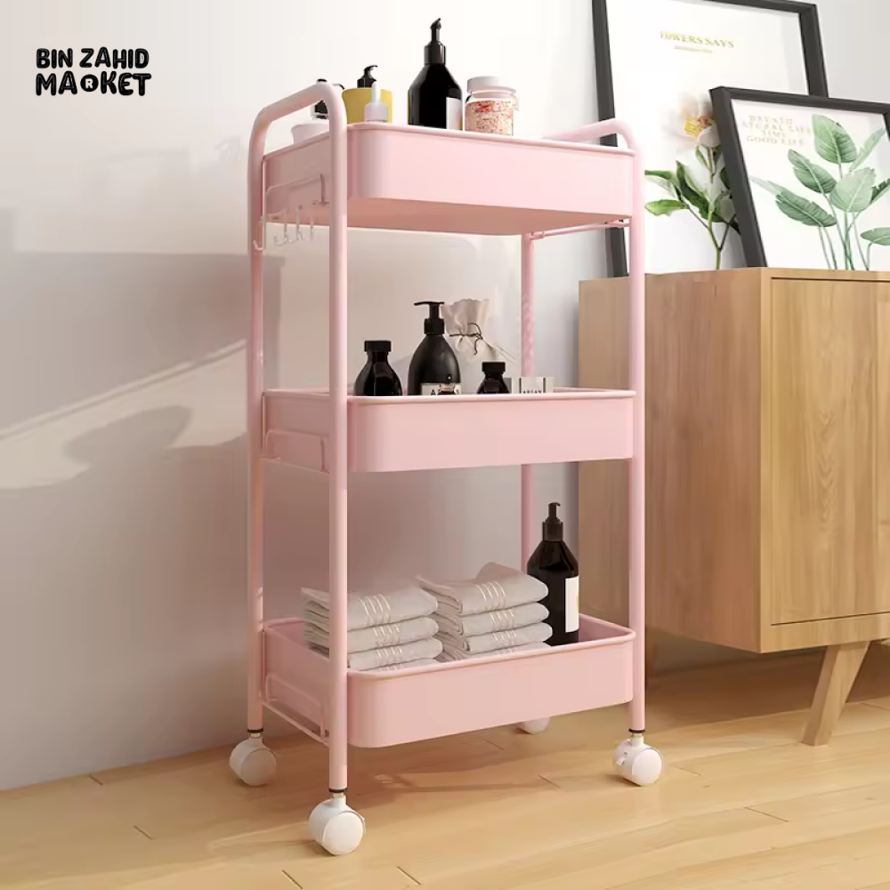LUXURY SPACE-SAVING ROLLING RACK – 3-TIER SLIDE-OUT TROLLEY FOR KITCHEN BATH & LAUNDRY