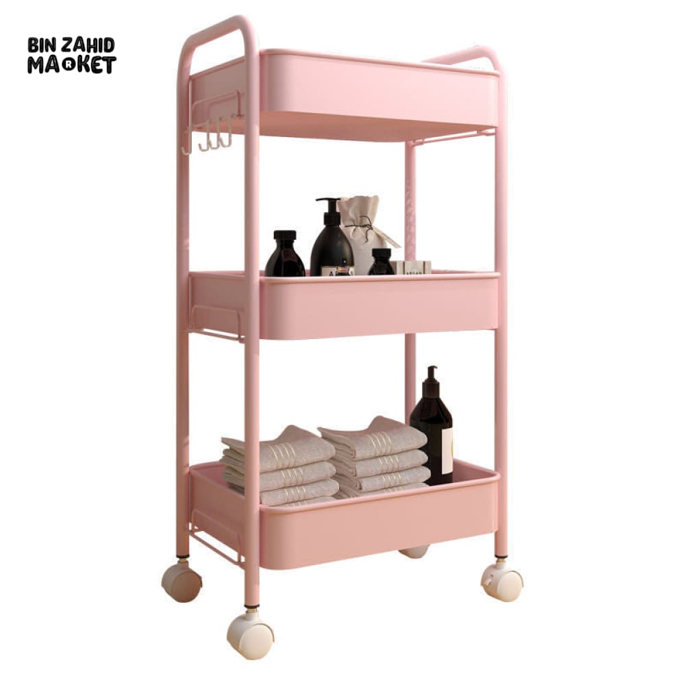 LUXURY SPACE-SAVING ROLLING RACK – 3-TIER SLIDE-OUT TROLLEY FOR KITCHEN BATH & LAUNDRY