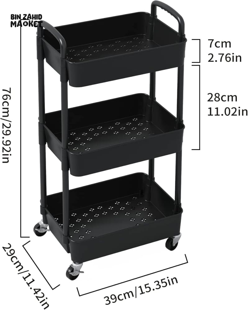LUXURY SPACE-SAVING ROLLING RACK – 3-TIER SLIDE-OUT TROLLEY FOR KITCHEN BATH & LAUNDRY