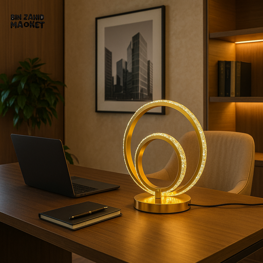 LUXURY SPIRAL CRYSTAL LED TABLE LAMP – MODERN GOLD AMBIENT LIGHT