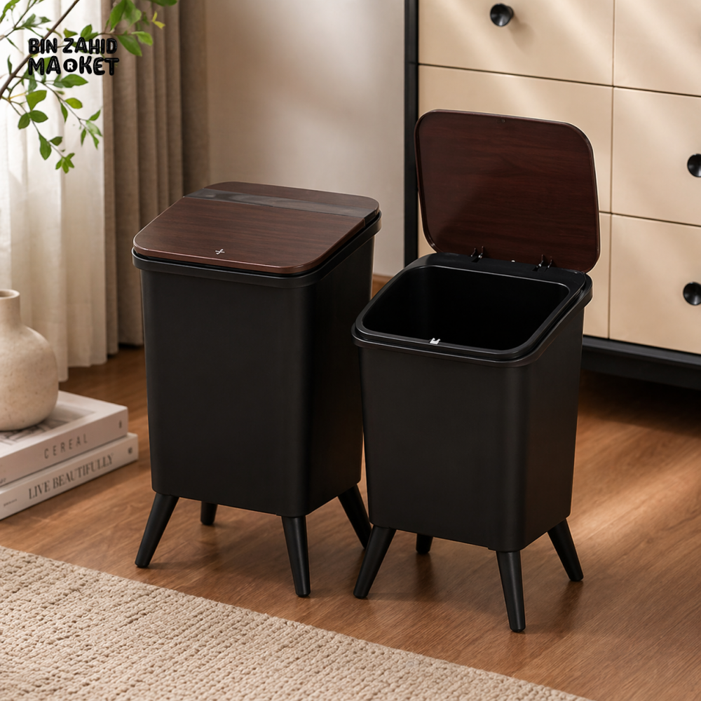LUXURY TALL LEG TRASH CAN WITH LID LARGE CAPACITY HOME ORGANIZER - 12 LITRE
