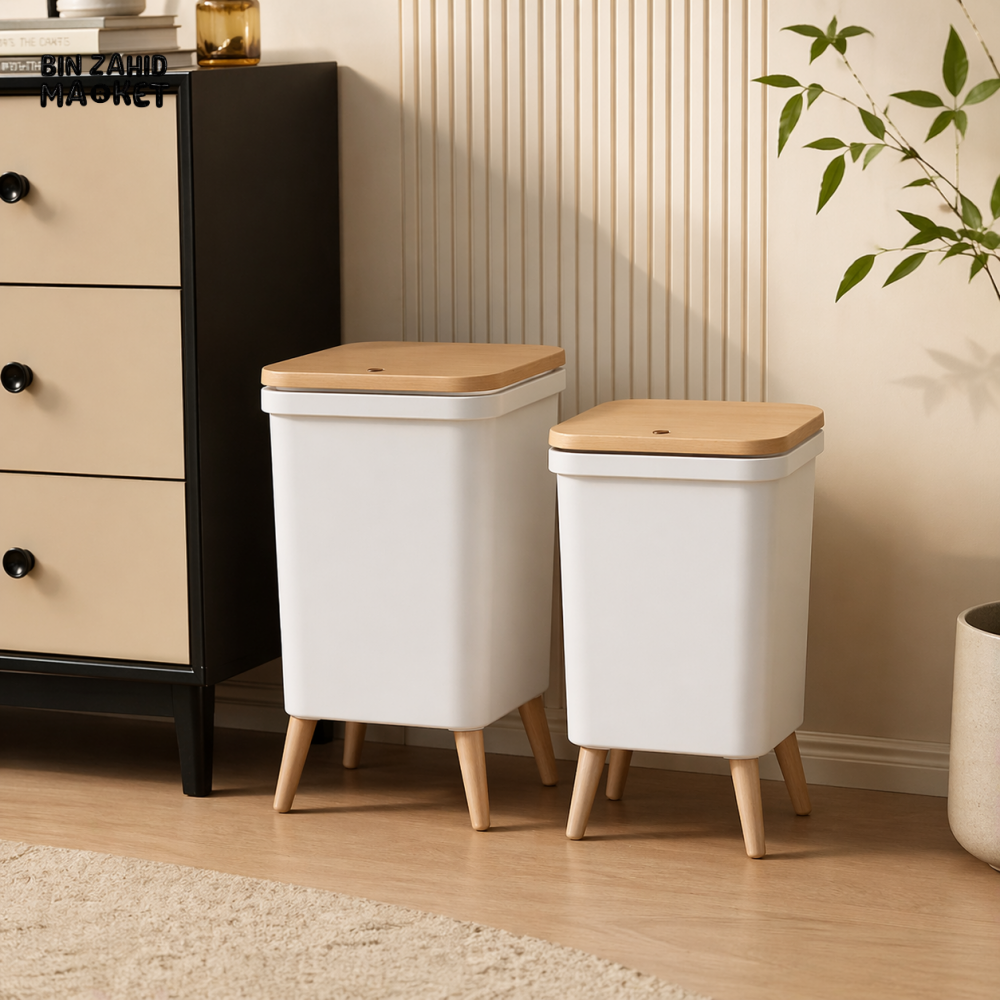 LUXURY TALL LEG TRASH CAN WITH LID LARGE CAPACITY HOME ORGANIZER - 12 LITRE