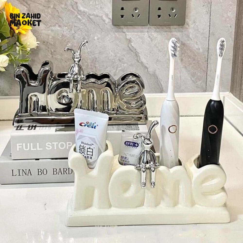 LUXURY TOOTHBRUSH STAND – NON-PERFORATED BATHROOM ORGANIZER & ELECTRIC BRUSH HOLDER FOR SINK & TOILET STORAGE
